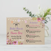 旅行計画 ブライダルシャワー 花瓶 ピンク ウッド 招待状 (スタンド正面)