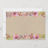 旅行計画 ブライダルシャワー 花瓶 ピンク ウッド 招待状 (裏面)