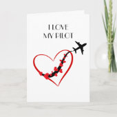 旅行誕生日i愛する私のパイロット飛行機ハート カード (正面)