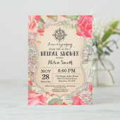 旅行赤い花のブライダルシャワーの招待状 招待状 (スタンド正面)