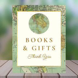 旅行赤ちゃんシャワー本とギフトテーブルサイン 台座サイン