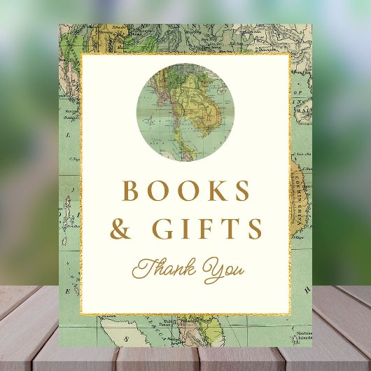 旅行赤ちゃんシャワー本とギフトテーブルサイン 台座サイン