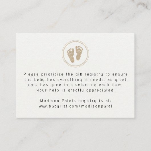 旅行赤ちゃんシャワー表示ギフトカード エンクロージャーカード (裏面)