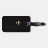 旅行金ゴールドフェイク飛行機カスタマイズ可能な黒 ラゲッジタグ (裏面横)