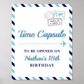 旅行飛行機タイムカプセル男の赤ちゃん1st誕生日 ポスター (正面)