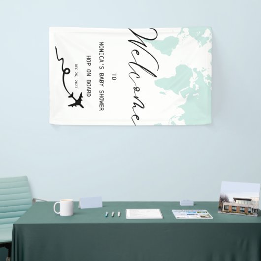 旅行飛行機チケットベビーシャワーボーイウェルカムサイン 横断幕 (トレードショー)