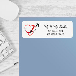 旅行飛行機ハートと私のパイロット文字 ラベル