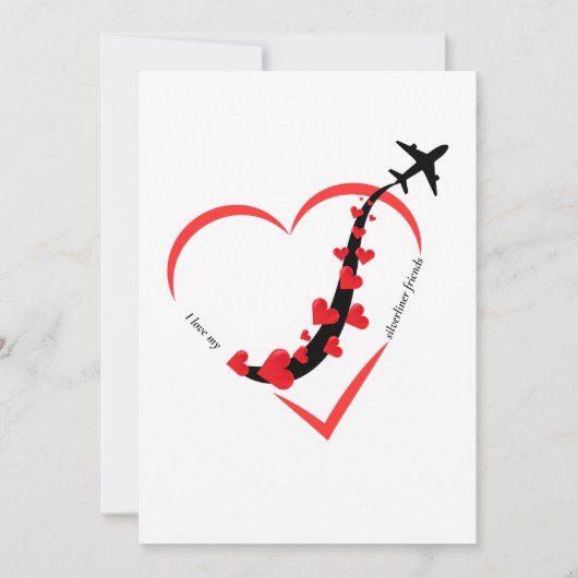 旅行飛行機ハート私は私のシルバーライナーの友人を愛する シーズンカード (正面)