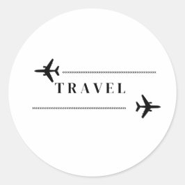 旅行飛行機Tシャツ ラウンドシール
