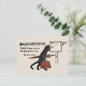 旅行黒猫ヴィンテージスタイル葉書 ポストカード (スタンド正面)