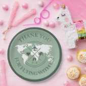 旅行 ウェディング デコ ワールド マップ ボヘミア サージュ グリーン ペーパープレート (パーティー)