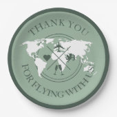 旅行 ウェディング デコ ワールド マップ ボヘミア サージュ グリーン ペーパープレート (正面)