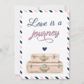 旅行 ウェディング 招待状 ポストカード 赤 青 (裏面)