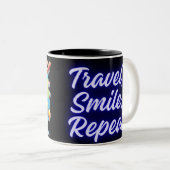 旅行、スマイル、繰り返し ツートーンマグカップ (正面右)