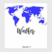 (旅行＆トリップの世界地図) 名前タグ付きスーツケース シール (シート)