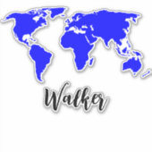 (旅行＆トリップ用世界地図) 名前タグ付きスーツケース シール (正面)