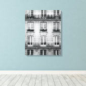 旅行 |パリの白黒ヴィンテージ建物 キャンバスプリント (インサイチュ (ウッドフロア))