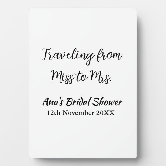 旅行 ブライズシャワー 追加 名前 日付 ミスからミセス シムへ フォトプラーク (正面)