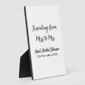 旅行 ブライズシャワー 追加 名前 日付 ミスからミセス シムへ フォトプラーク (側面)