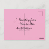 旅行 ブライズシャワー 追加 名前 日付 ミスからミセス シムへ ポストカード (裏面)