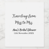 旅行 ブライズシャワー 追加 名前 日付 ミスからミセス シムへ ワインラベル (シングルラベル)
