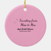 旅行 ブライダルシャワー 名前 日付 ミスからミセス シムへ セラミックオーナメント (裏面)