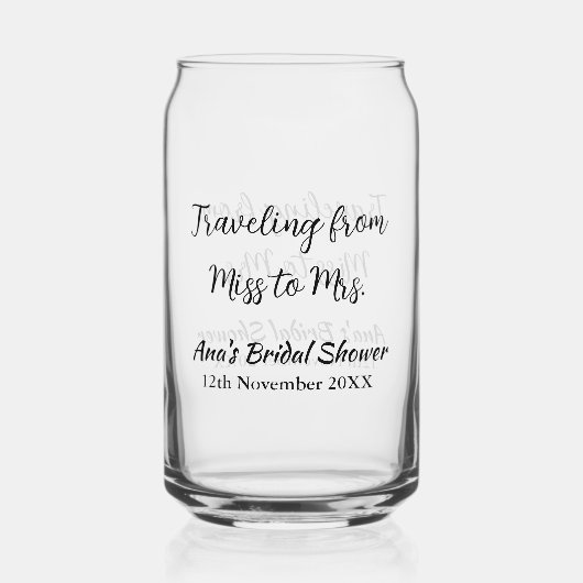 旅行 ブライダルシャワー 追加 名前 日付 ミスからミセス シムへ ガラス缶 (正面)