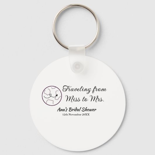 旅行 ブライダルシャワー 追加 名前 日付 ミスからミセス シムへ キーホルダー (正面)