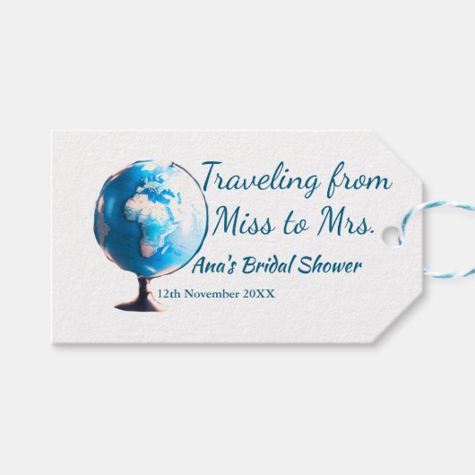 旅行 ブライダルシャワー 追加 名前 日付 ミスからミセス シムへ ギフトタグ (正面(横))