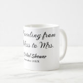 旅行 ブライダルシャワー 追加 名前 日付 ミスからミセス シムへ コーヒーマグカップ (正面右)