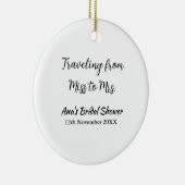 旅行 ブライダルシャワー 追加 名前 日付 ミスからミセス シムへ セラミックオーナメント (右)