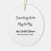 旅行 ブライダルシャワー 追加 名前 日付 ミスからミセス シムへ セラミックオーナメント (左)