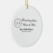旅行 ブライダルシャワー 追加 名前 日付 ミスからミセス シムへ セラミックオーナメント (右)