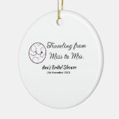 旅行 ブライダルシャワー 追加 名前 日付 ミスからミセス シムへ セラミックオーナメント (左)