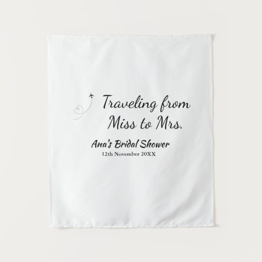 旅行 ブライダルシャワー 追加 名前 日付 ミスからミセス シムへ タペストリー (正面)