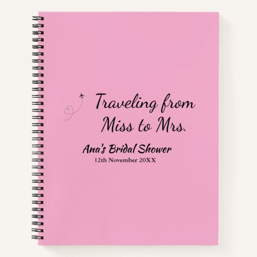 旅行 ブライダルシャワー 追加 名前 日付 ミスからミセス シムへ ノートブック (正面)