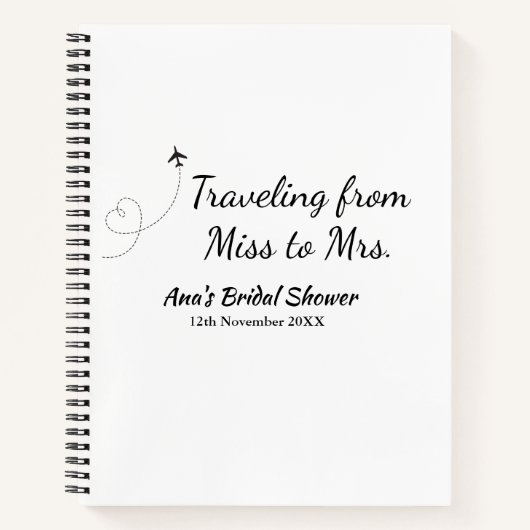 旅行 ブライダルシャワー 追加 名前 日付 ミスからミセス シムへ ノートブック (正面)