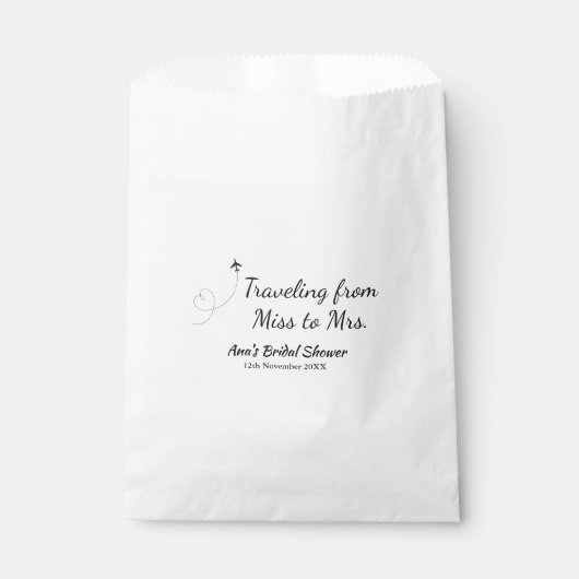 旅行 ブライダルシャワー 追加 名前 日付 ミスからミセス シムへ フェイバーバッグ (正面)