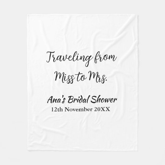 旅行 ブライダルシャワー 追加 名前 日付 ミスからミセス シムへ フリースブランケット (正面)