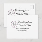 旅行 ブライダルシャワー 追加 名前 日付 ミスからミセス シムへ ポストカード (正面/裏面)