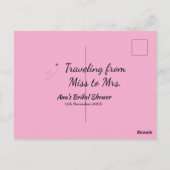 旅行 ブライダルシャワー 追加 名前 日付 ミスからミセス シムへ ポストカード (裏面)