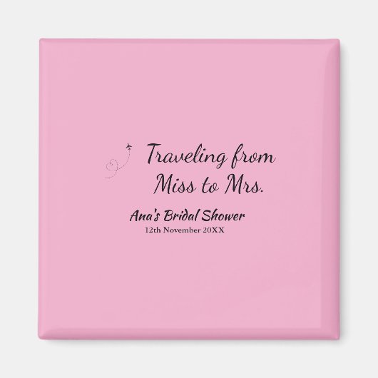 旅行 ブライダルシャワー 追加 名前 日付 ミスからミセス シムへ マグネット (正面)