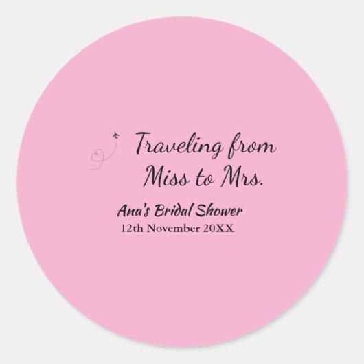 旅行 ブライダルシャワー 追加 名前 日付 ミスからミセス シムへ ラウンドシール (正面)