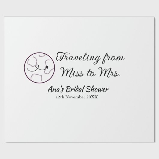 旅行 ブライダルシャワー 追加 名前 日付 ミスからミセス シムへ ラッピングペーパー (フラット)