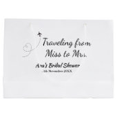 旅行 ブライダルシャワー 追加 名前 日付 ミスからミセス シムへ ラージペーパーバッグ (裏面)
