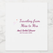 旅行 ブライダルシャワー 追加 名前 日付 ミスからミセス シムへ ワインラベル (シングルラベル)