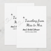 旅行 ブライダルシャワー 追加 名前 日付 ミスからミセス シムへ 招待状 (正面/裏面)