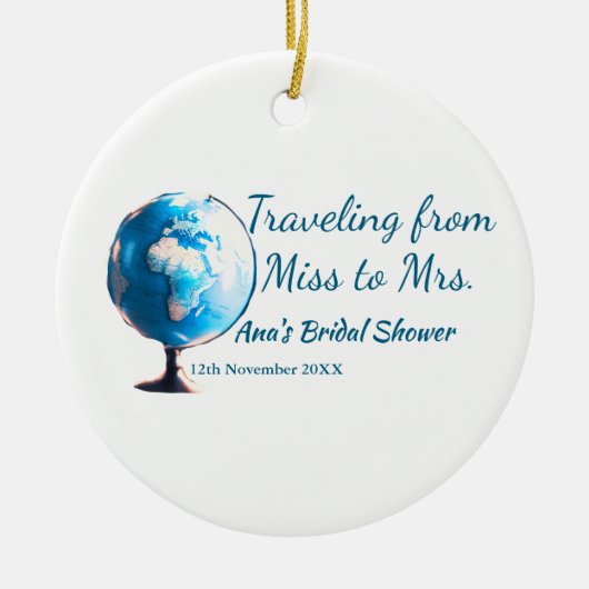 旅行 ブライダル シャワー 追加 名前 日付 ミスからミセス シムへ セラミックオーナメント (正面)