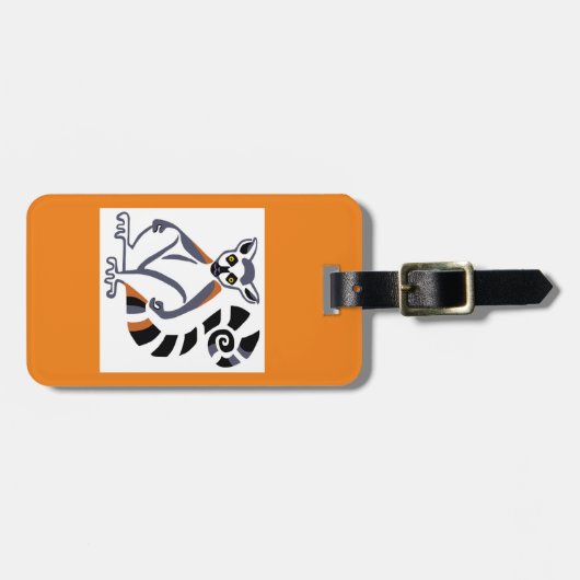 旅行 – リングや輪尾LEMUR – 野生動物 – オレンジ ラゲッジタグ (正面横)