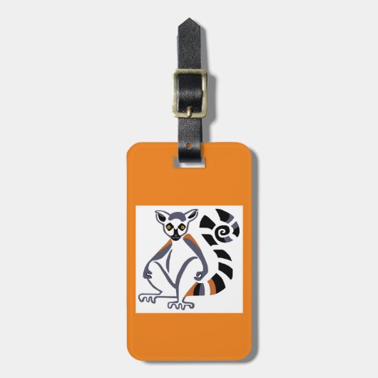 旅行 – リングや輪尾LEMUR – 野生動物 – オレンジ ラゲッジタグ (正面縦)